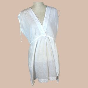 Lauren‎ Ralph Lauren size Large white lined bottom cotton mini dress, cover up